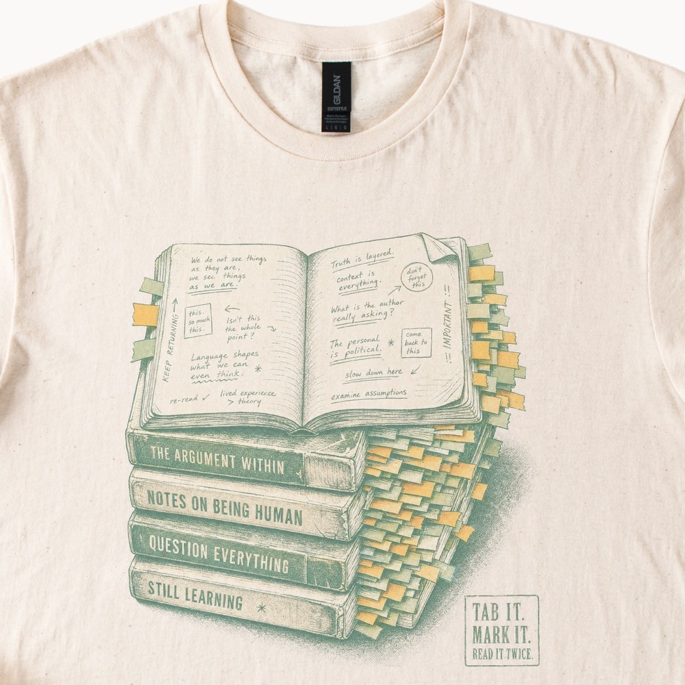Tab It. Mark It. Read It Twice. Annotated Book Stack Tee